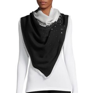 Karl Lagerfeld Paris Printed Fringed Scarf-black-one Size